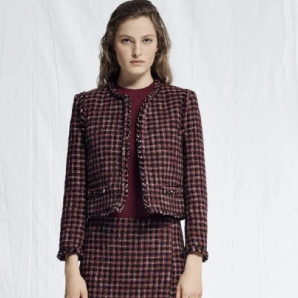 Hugo Boss Women's Pink and Black Tweed Jacket